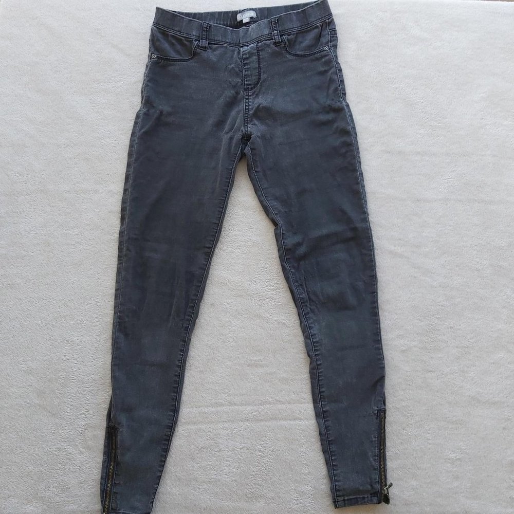 6IXTY8IGHT dark wash ankle zipper split hem denim skinny joggers jeans jeggings